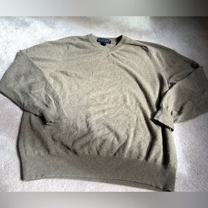 100% 2 Ply Cashmere  XL V-neck  Olive Green  GIASONE